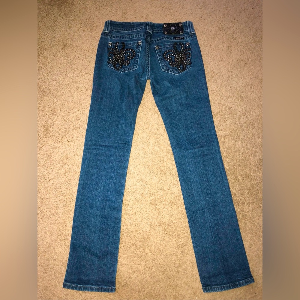 Miss Me Y2K Rhinestone Embellished Straight Leg Denim Jeans